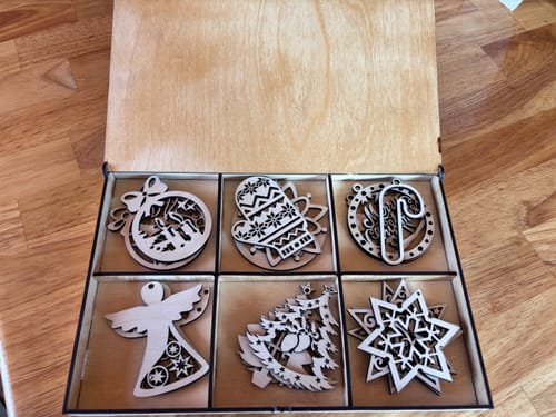 Customer photo review of Christmas tree ornaments gift boxes bundle laser cut svg file