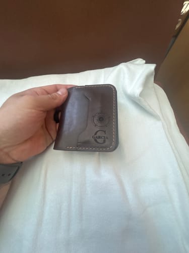 Customer photo review of Minimalist Badge Wallet