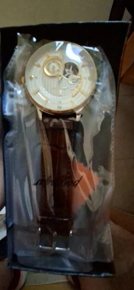 Customer photo review of Gold-Tone Skeleton Tourbillon Automatic Watch — Brown | KIMLUD