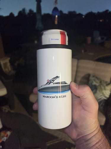 Customer photo review of Custom Metal Can Koozie