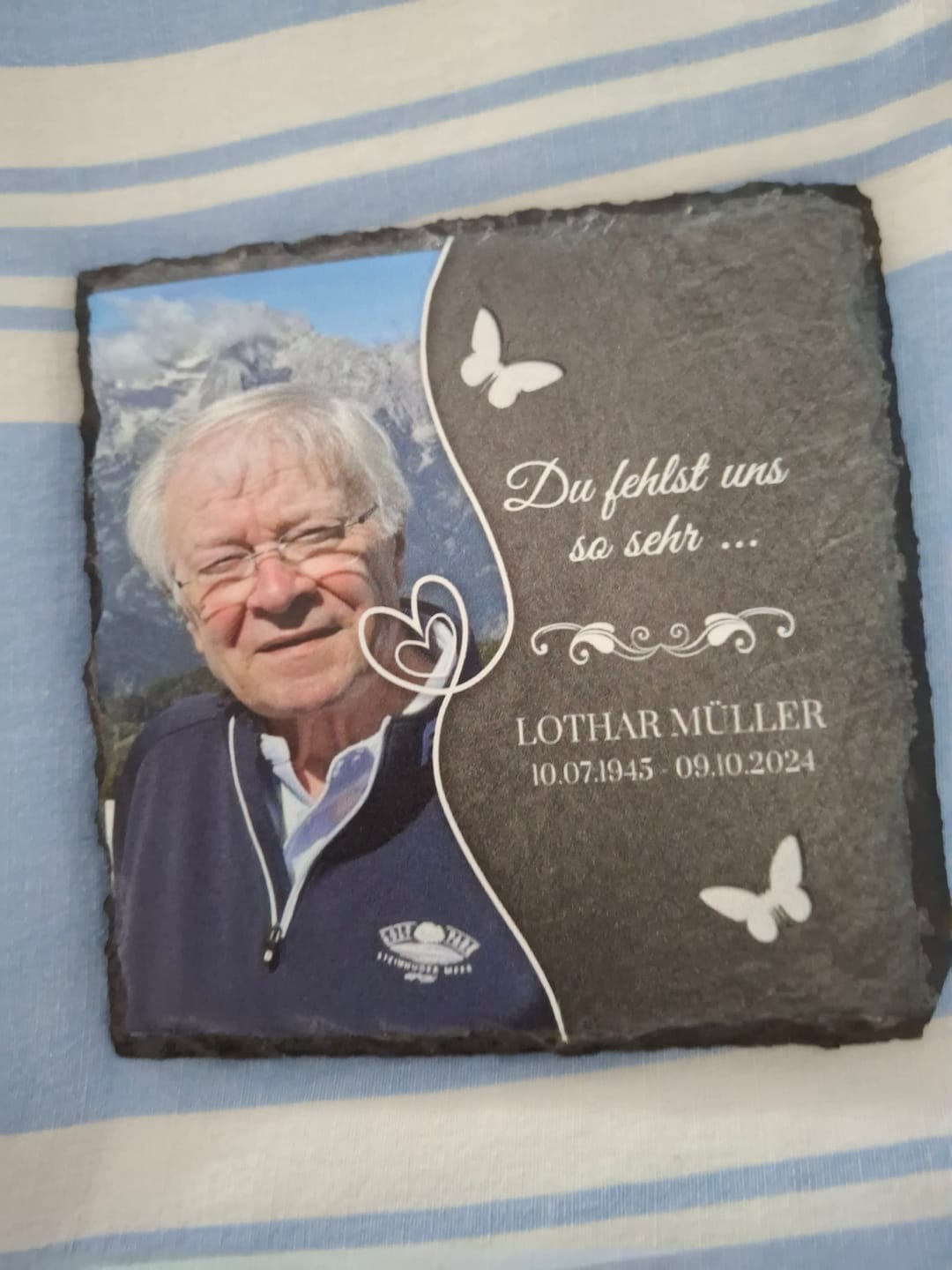 Customer photo review of Du fehlst uns so sehr ... - Individuelle Schieferplatte