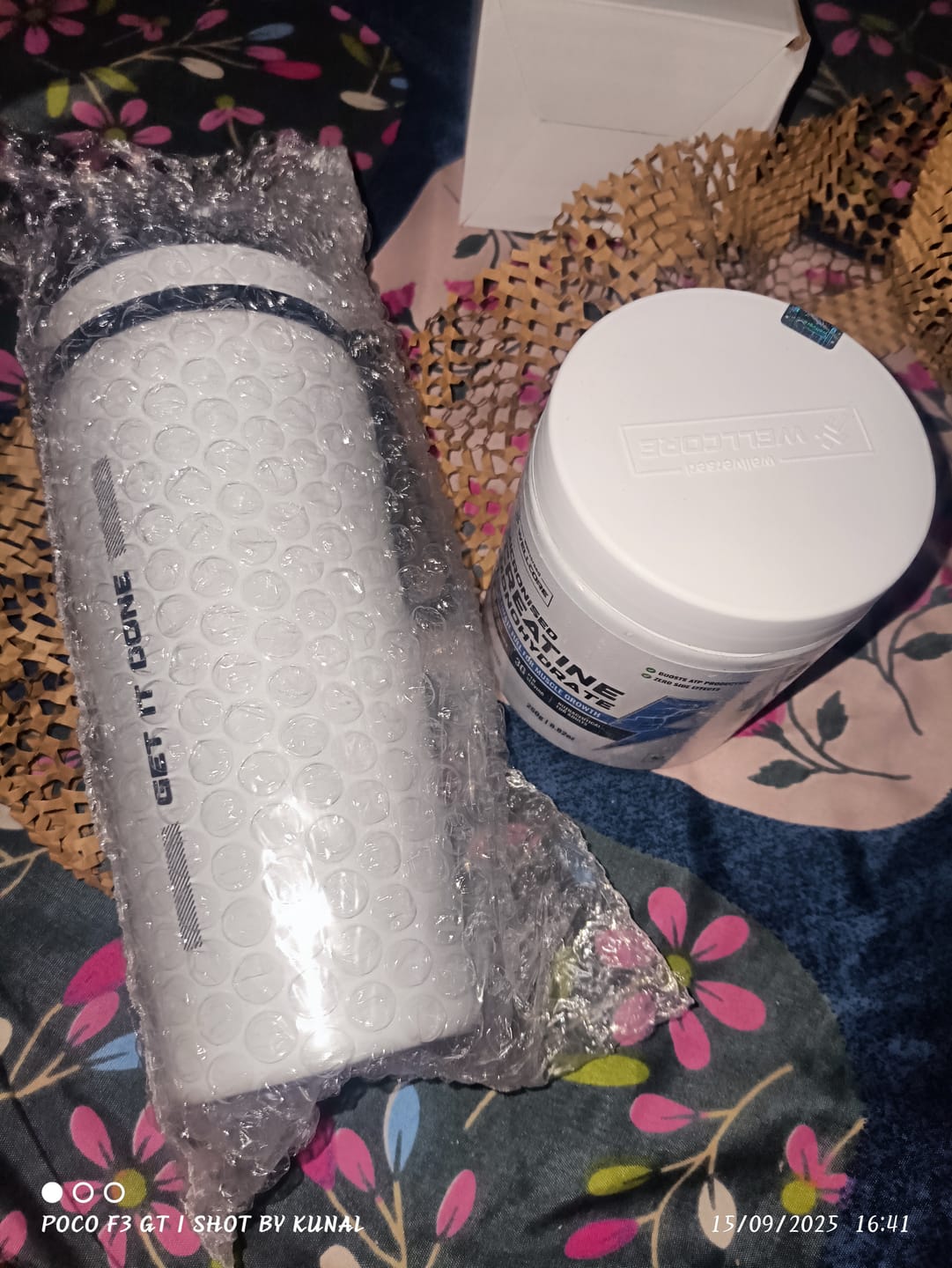 Customer photo review of Wellcore - Micronised Creatine Monohydrate (83 Servings, Unflavoured) + Premium Steel Shaker