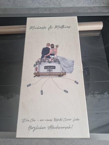 Kundenbewertung mit Foto zu Leonardo Gläser mit Gravur - Hochzeitsauto & Wedding Love als Set