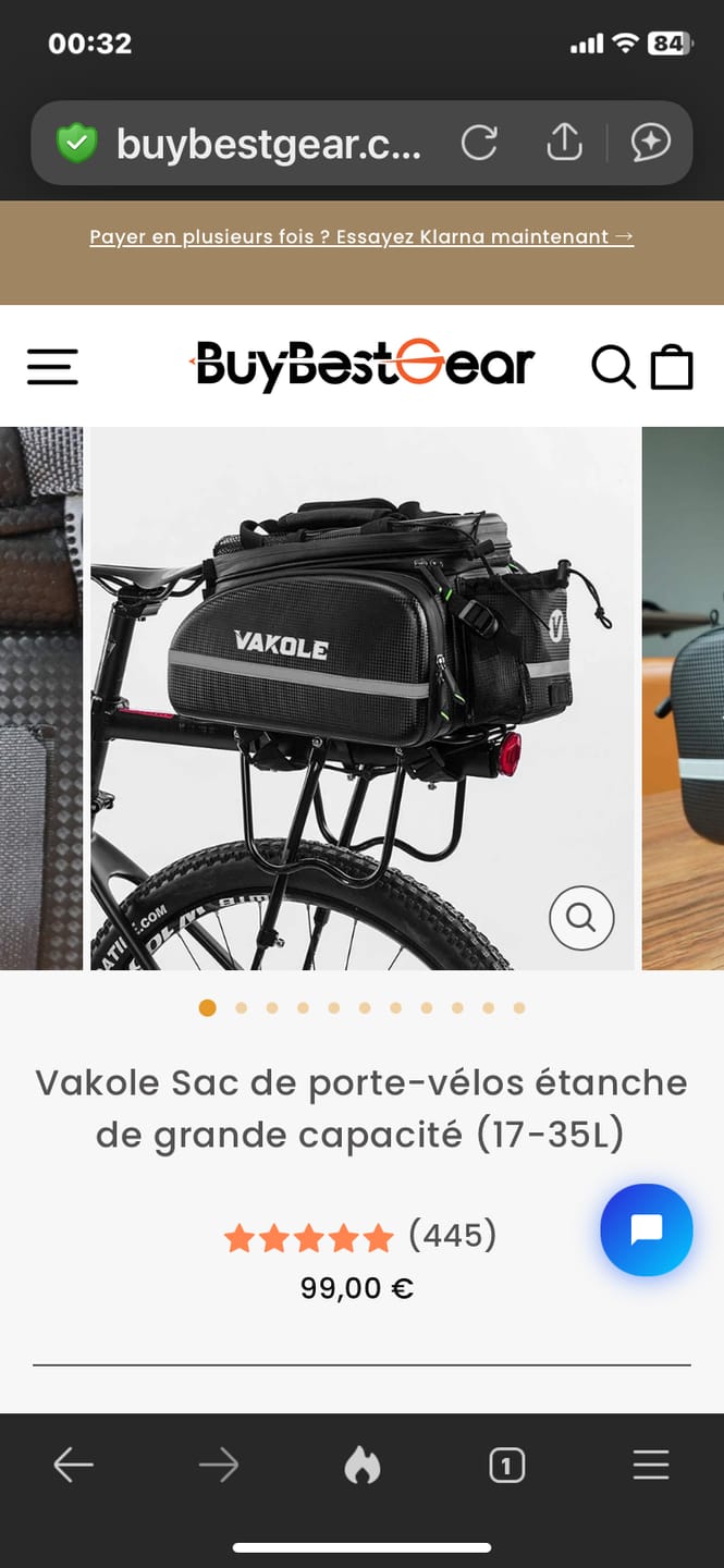 Customer photo review of Vakole Waterproof Bike Rack Bag With Large Capacity (17-35L)