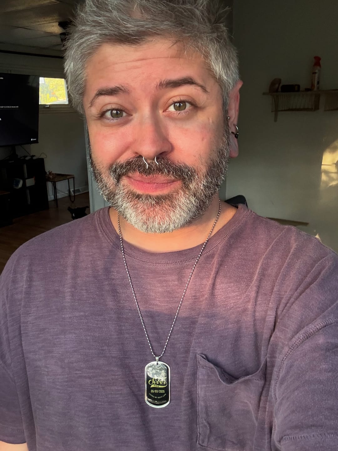Customer photo review of Sobriety Gift | Dog Tag with Personalized 'Sober Since' Date