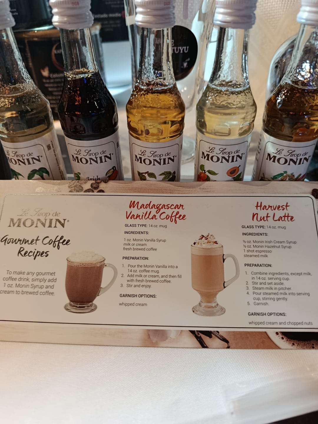 Customer photo review of Syrup Monin Coffee Collection 5 Sabores de 50 Ml c/u