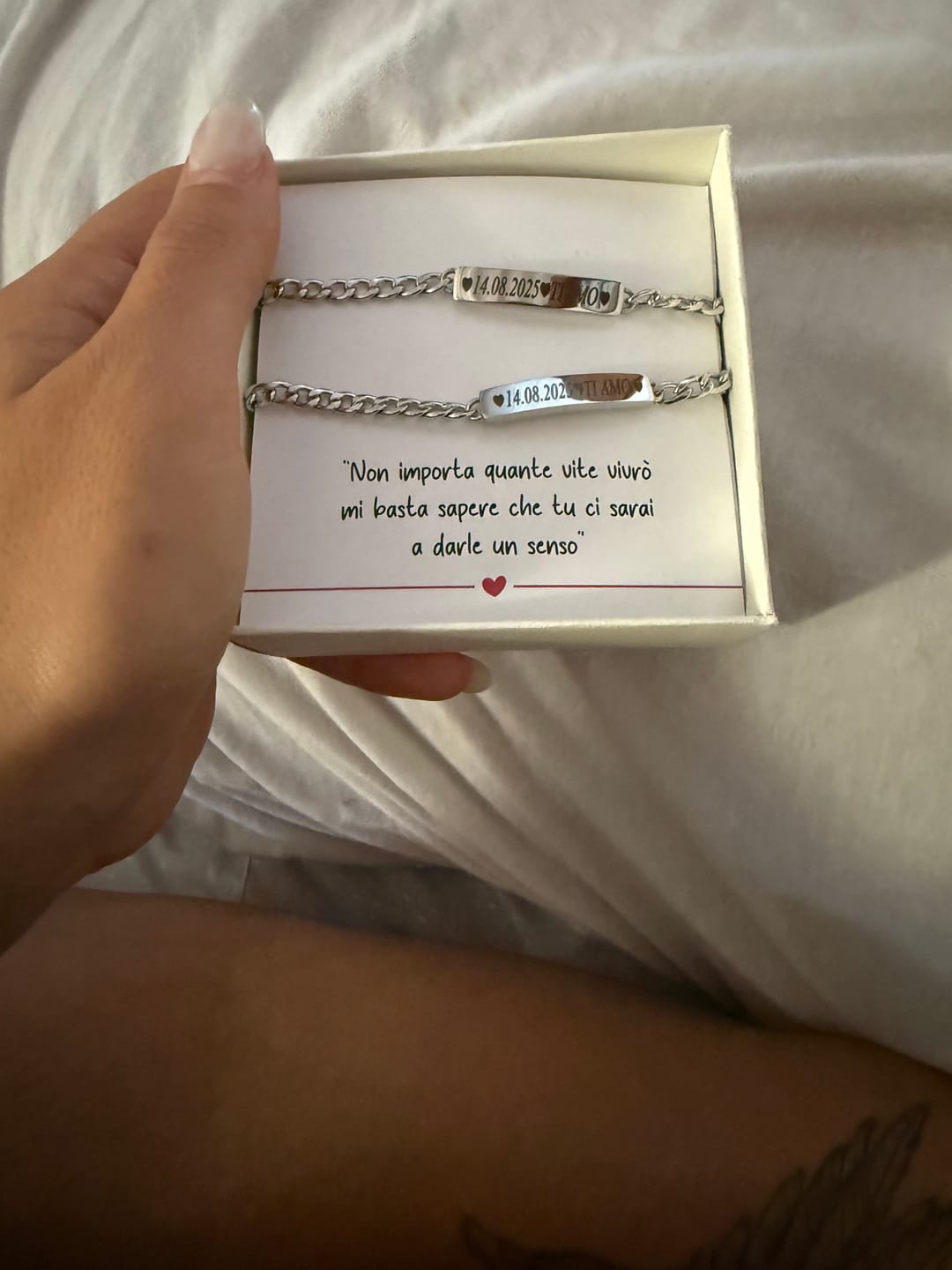 Customer photo review of Coppia di Bracciali Amore Eterno Personalizzati con incisione