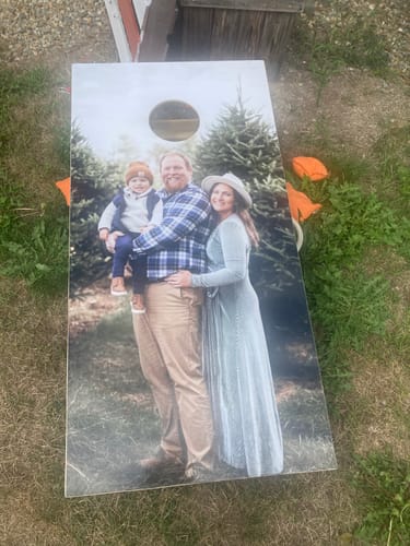 Customer photo review of Custom Cornhole Board Wrap