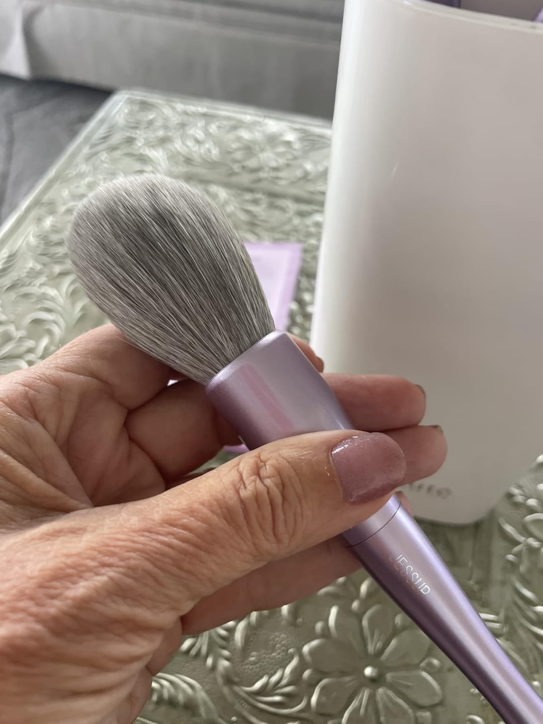 Customer photo review of Luxury Purple Makeup Brush Set 14pcs T512