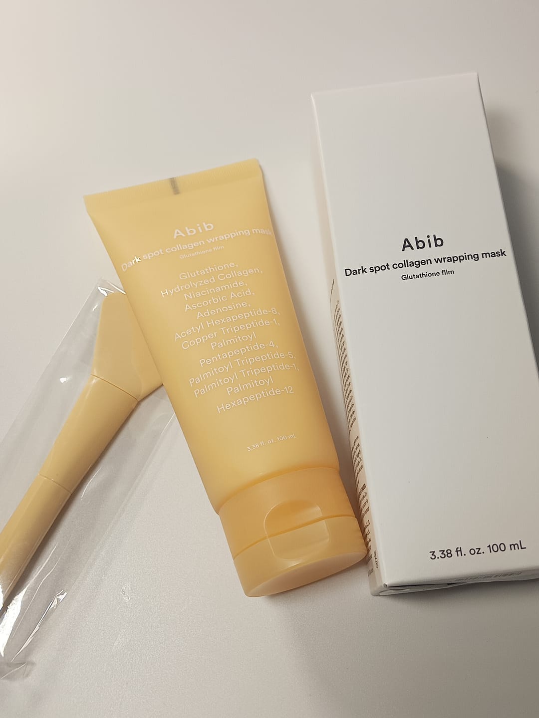 Customer photo review of Dark spot collagen wrapping mask Glutathione film