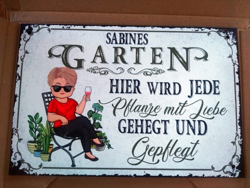 Customer photo review of Personalisiertes Gartenschild mit Namen Anpassbar