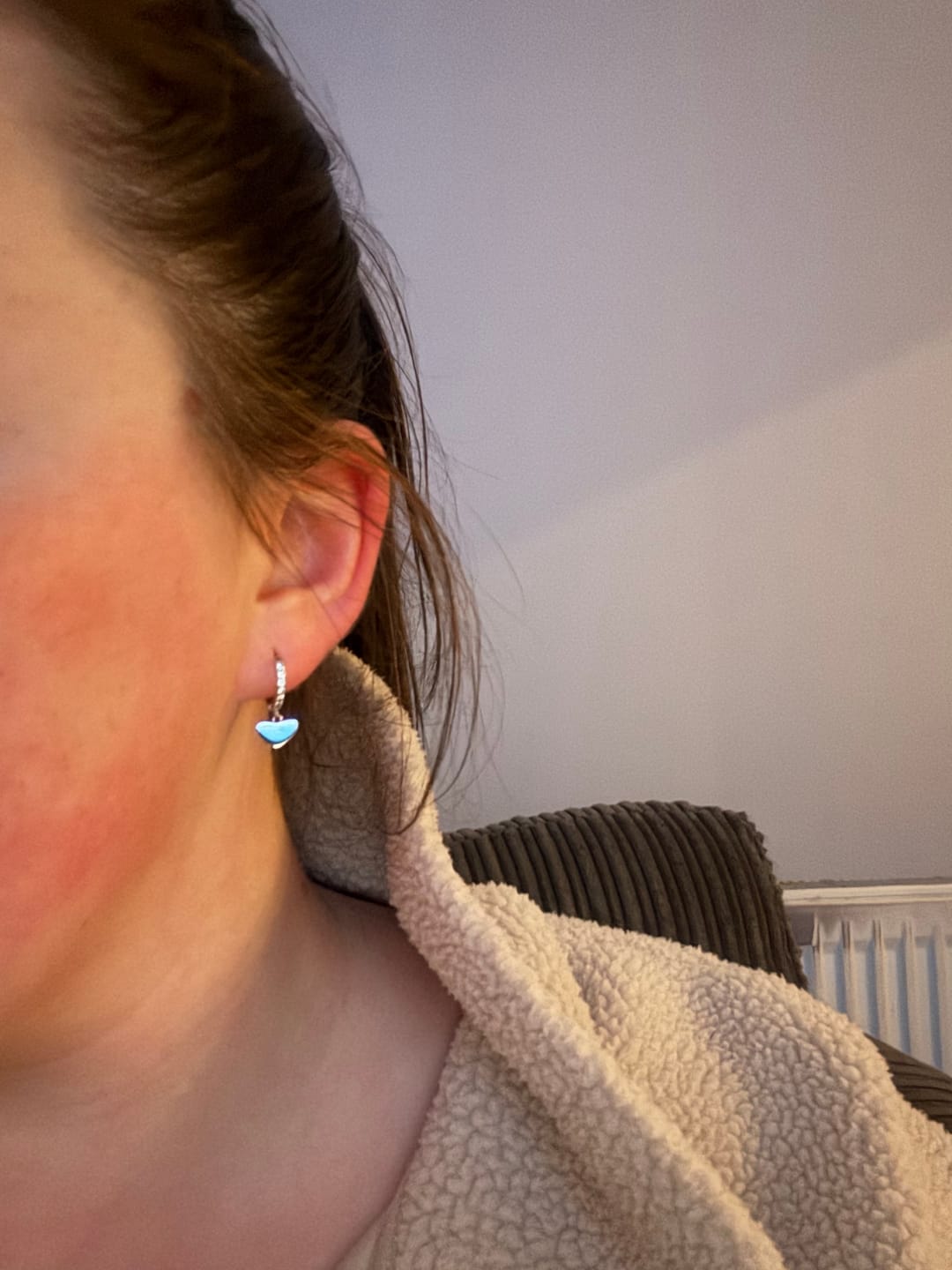 Customer photo review of Amore Heart Hoop Earrings Silver