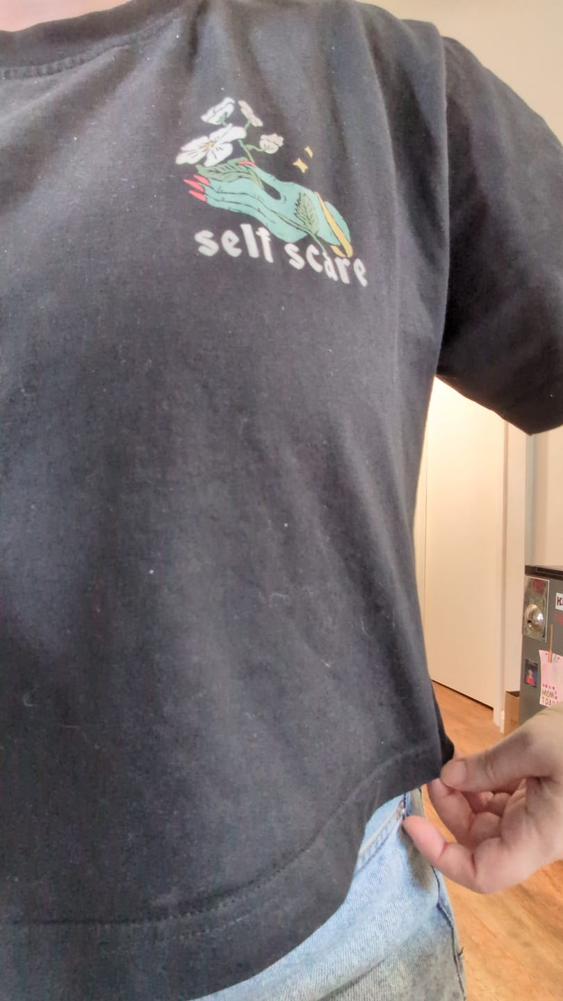 Customer photo review of Self Scare T-Shirt