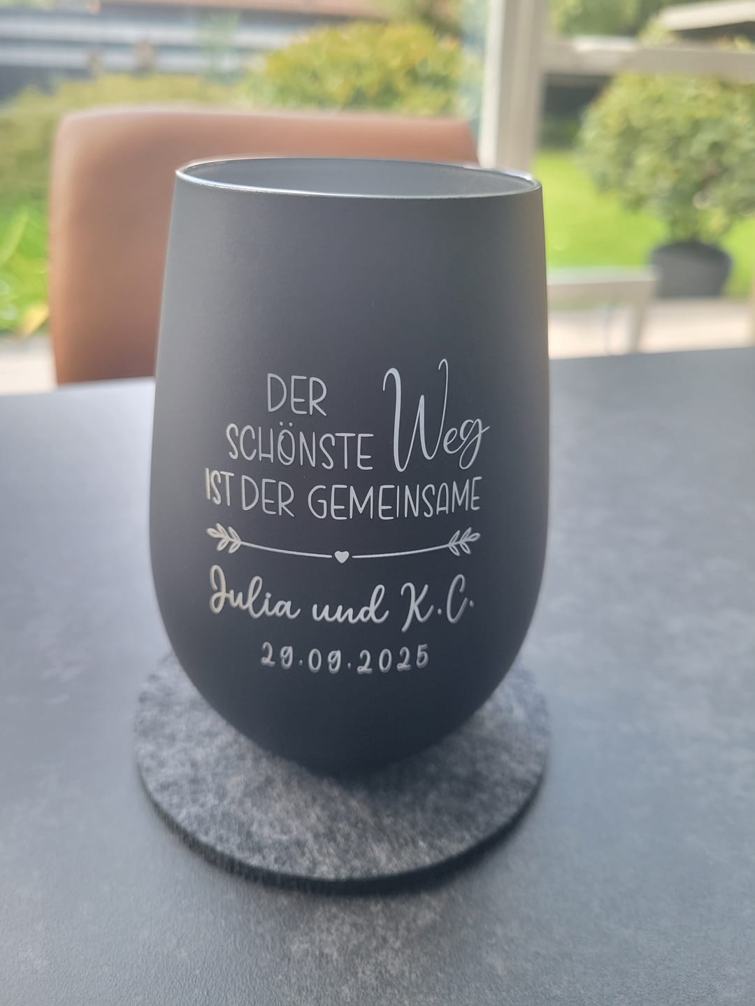 Customer photo review of Gemeinsamer Weg - Personalisiertes Windlicht für Paare