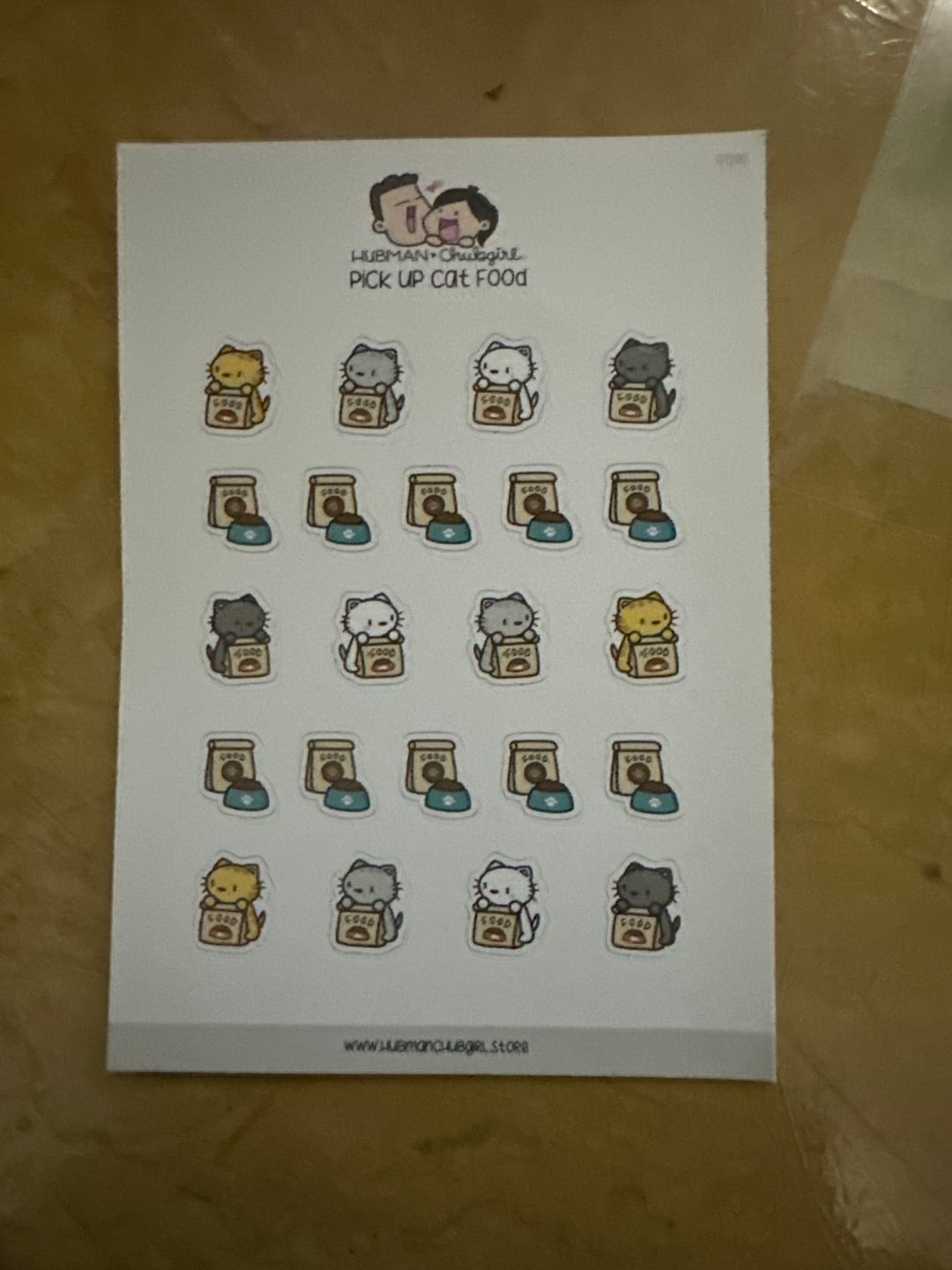 Customer photo review of Pick Up Cat Food Planner Stickers