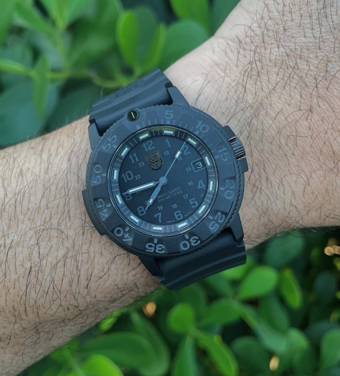 Customer photo review of Luminox Men's Black Strap Watch - Blackout Navy Seal Black Dial Dive | 3001.BO
