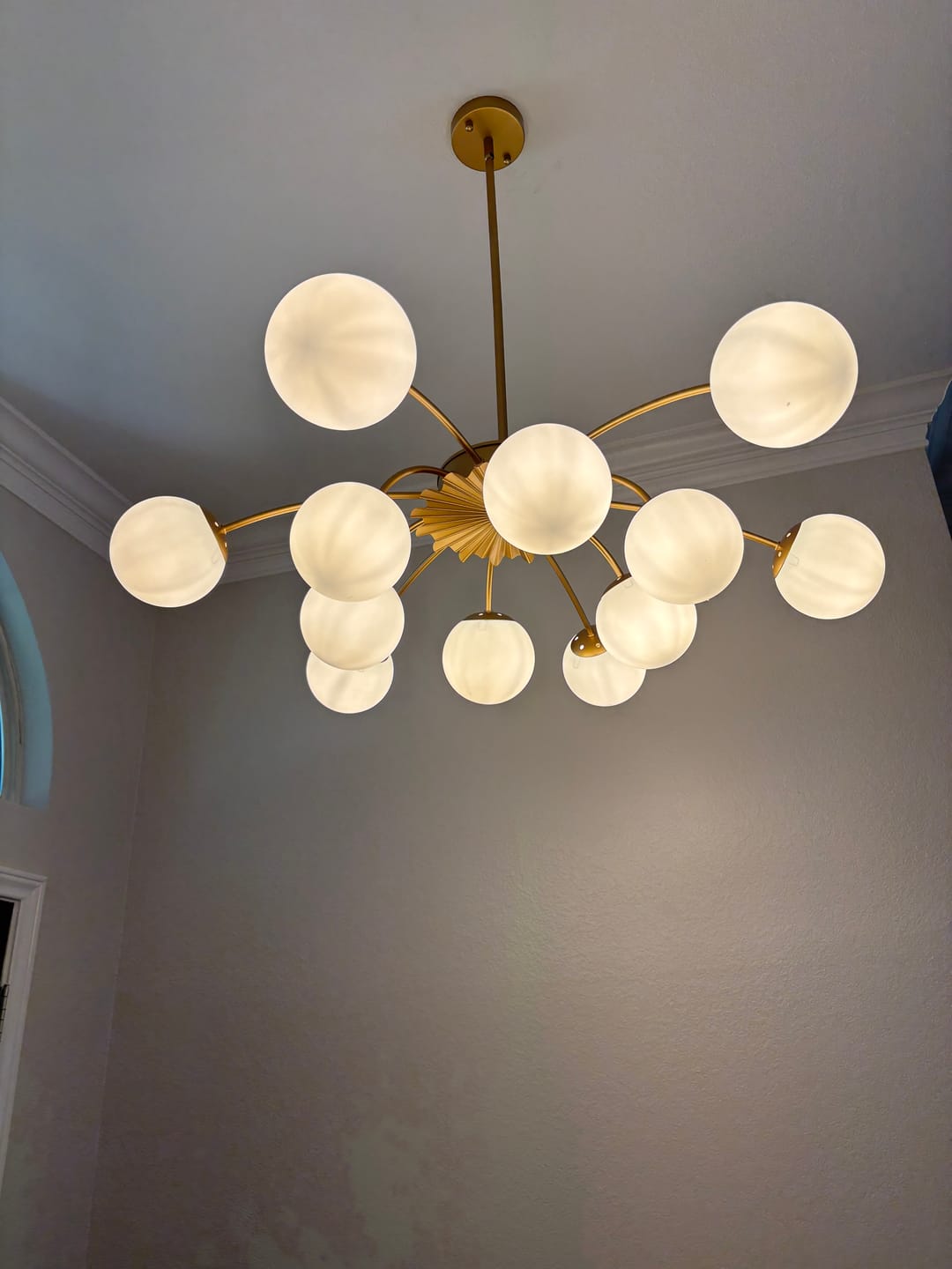 Customer photo review of Blossom 12-Light Opal Glass Bubble Semi Flush Chandelier