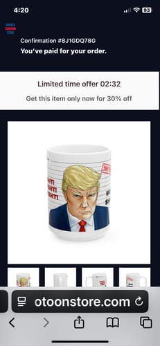 Customer photo review of Mug - Defiant Trump Mugshot Cartooned by A.F. Branco - Collectible White 15oz