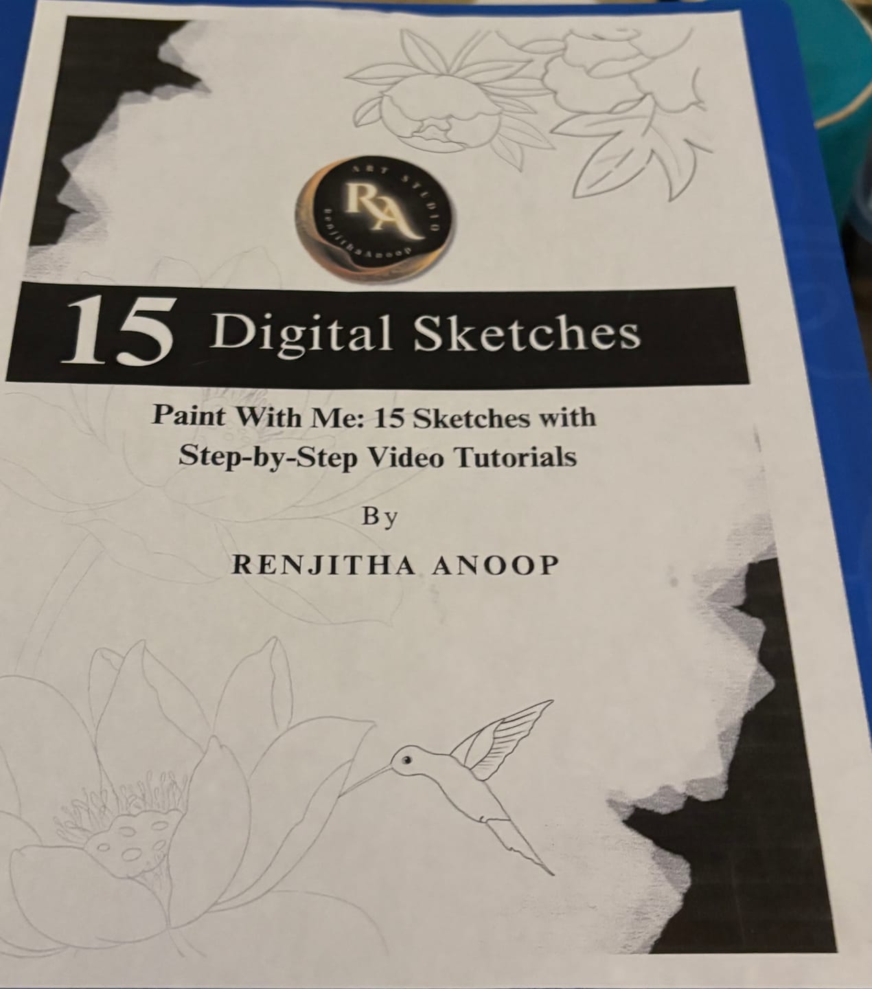 Customer photo review of Printable Sketches eBook – 15 Sketches to Print and Paint