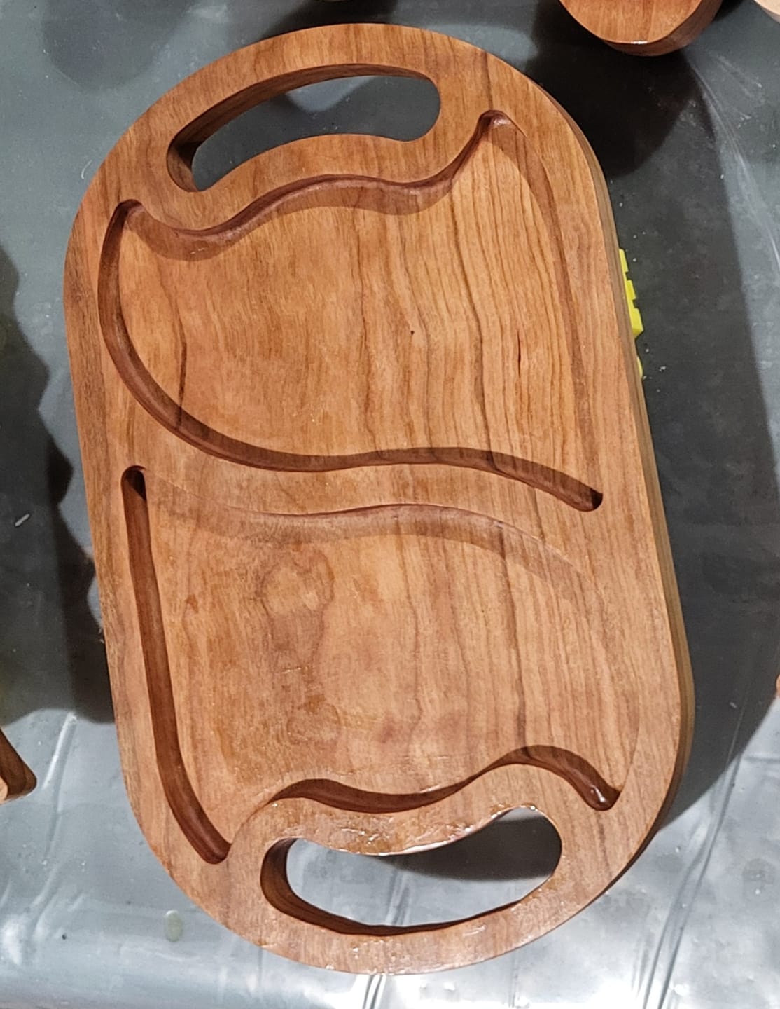 Customer photo review of 14.25x9.0" Two Pocket Wave Tray 21 With Handles Acrylic Router Template
