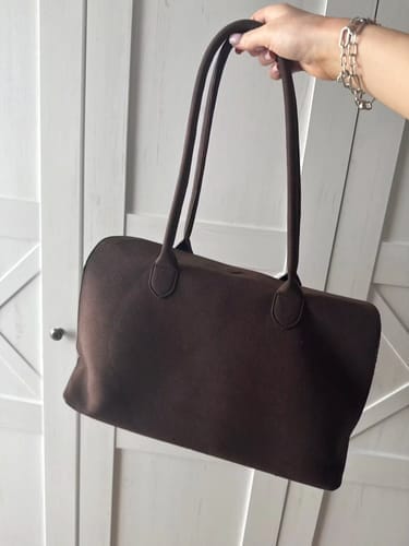 Customer photo review of Joan Vegan Suede Bag