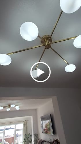 Customer video review of 6-Light Glass Branching Sputnik Semi Flush Chandelier