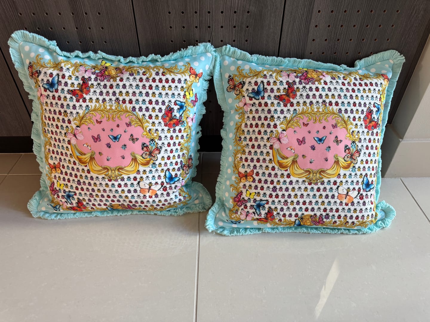 Customer photo review of Butterflies Blue Polka Dot Panel Fabric