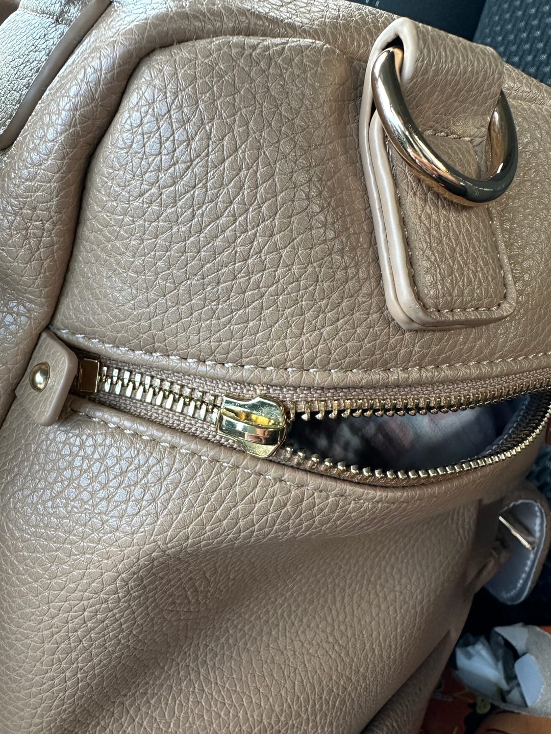 Customer photo review of Monaco Diaper Bag | Latte Brown