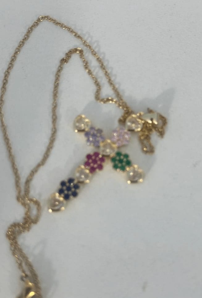 Customer photo review of Lucy Zircon Cross Pendant Necklace