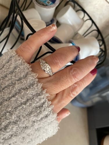 Customer photo review of Bezel Round Moissanite Channel Euro Shank Engagement Ring