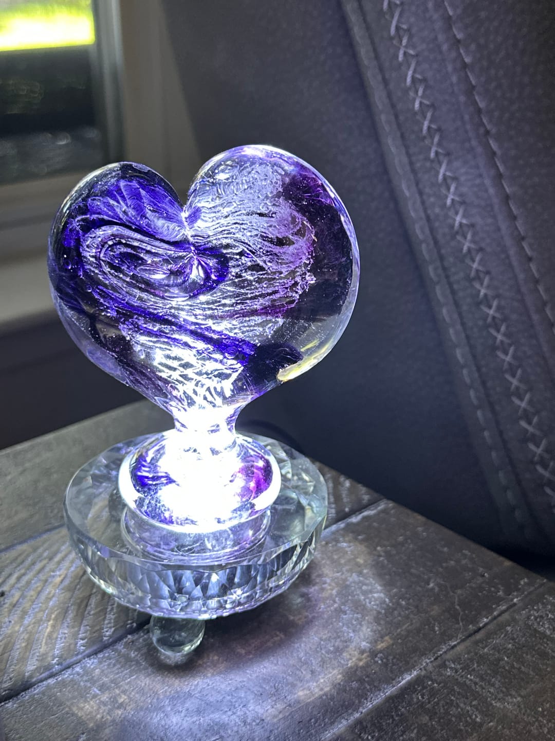 Customer photo review of Glass Heart with Cremation Ash - Standing