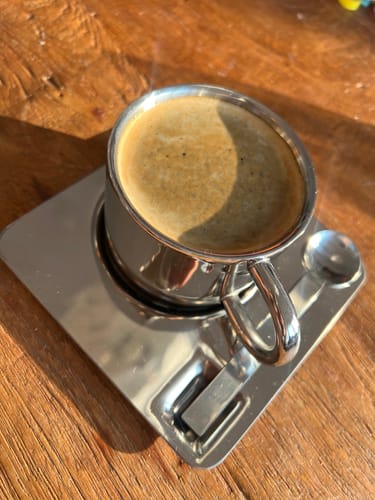 Customer photo review of Venice Mirror Cup with a Saucer & Spoon