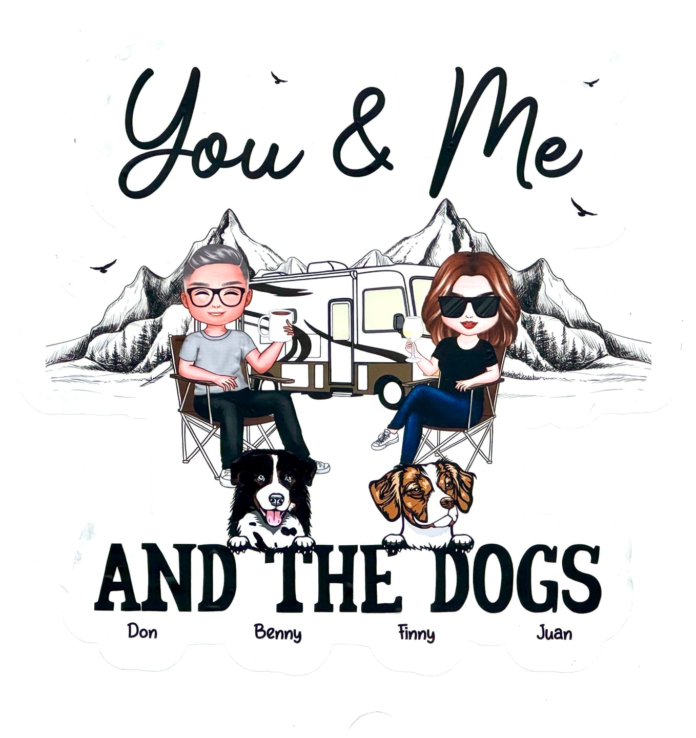 Customer photo review of You Me & The Dogs Camping Couple Personalized RV Decal