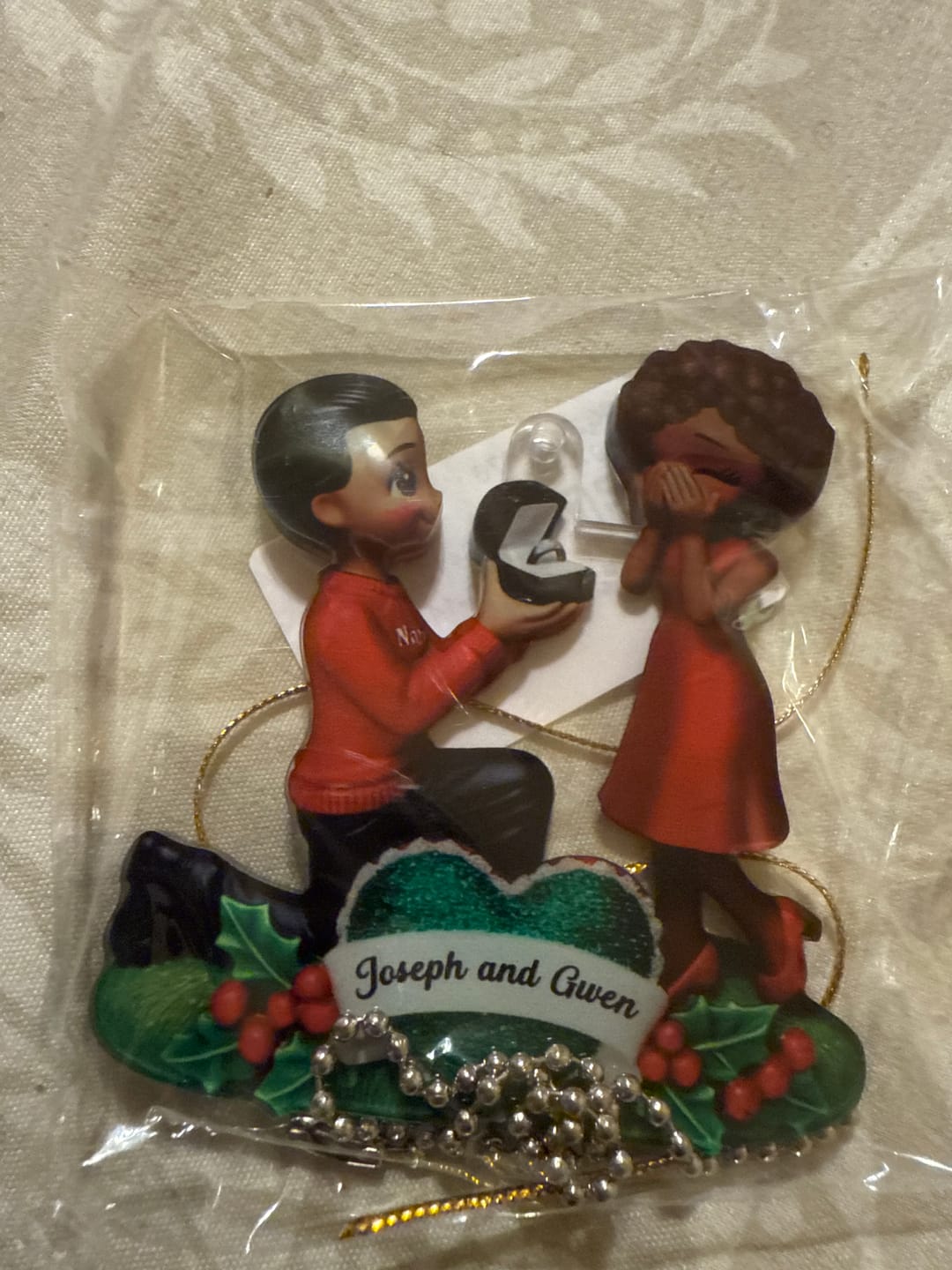 Customer photo review of Marriage Proposal "She Said Yes!" - Personalized Acrylic Ornament, Just Engaged Gifts for Couples