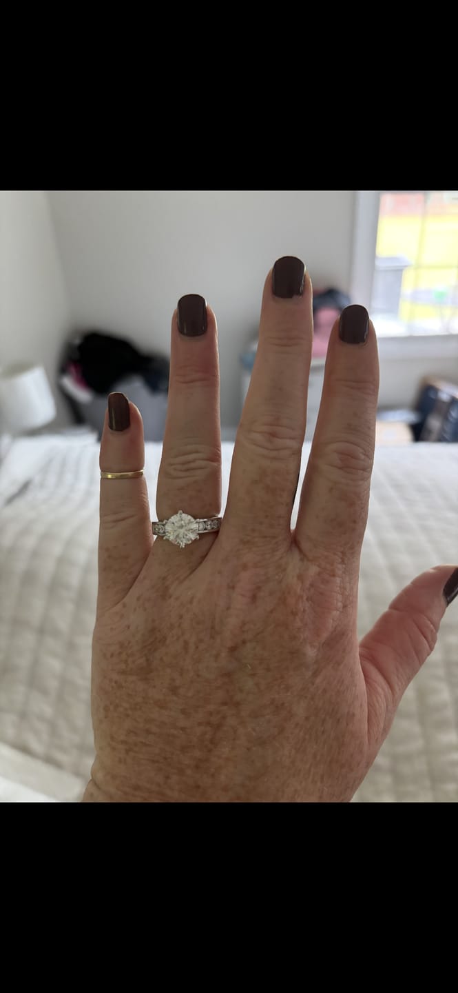 Customer photo review of Round Cut Moissanite Channel Set Engagement Ring