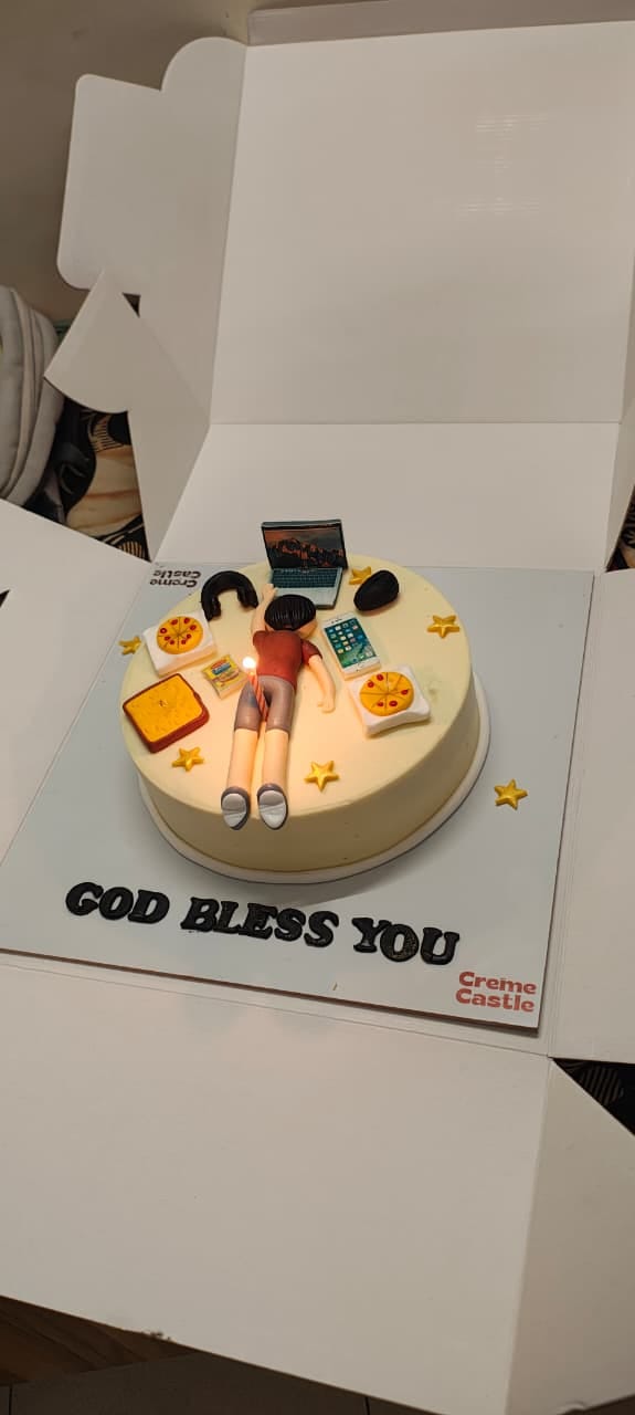 Customer photo review of Lazy Laptop Lover Custom Cake