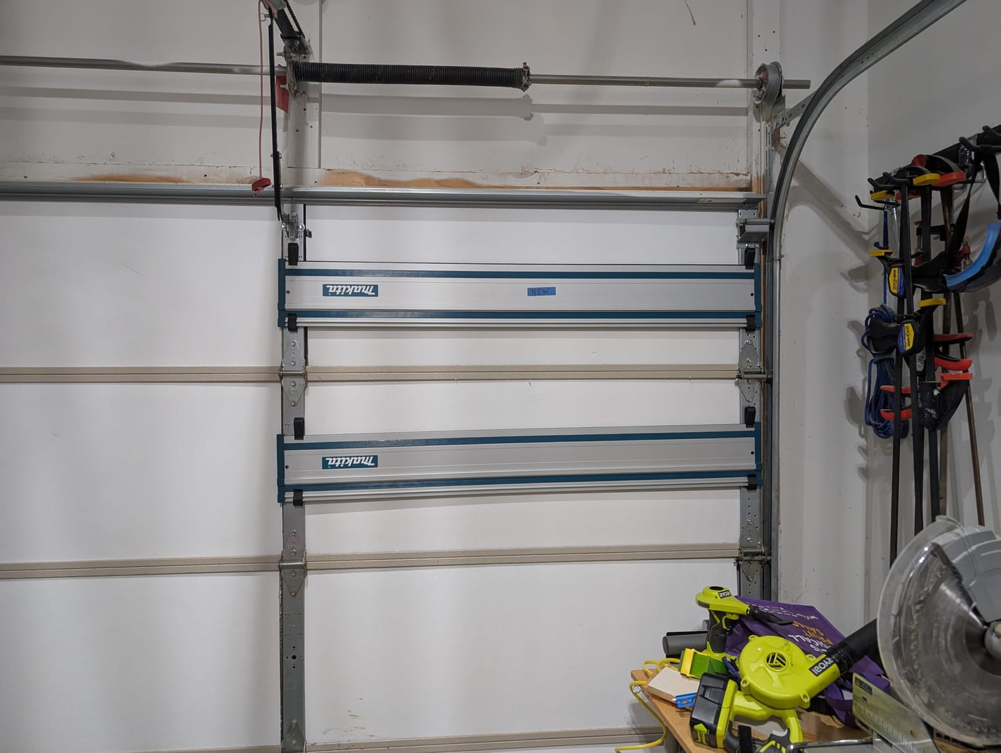 Customer photo review of Garage Door/Wall Mount Brackets for Track Saw Guide Rails