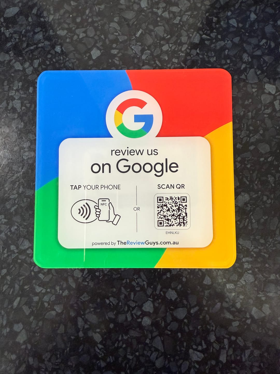 Customer photo review of Google Review NFC Plate +  QR Code