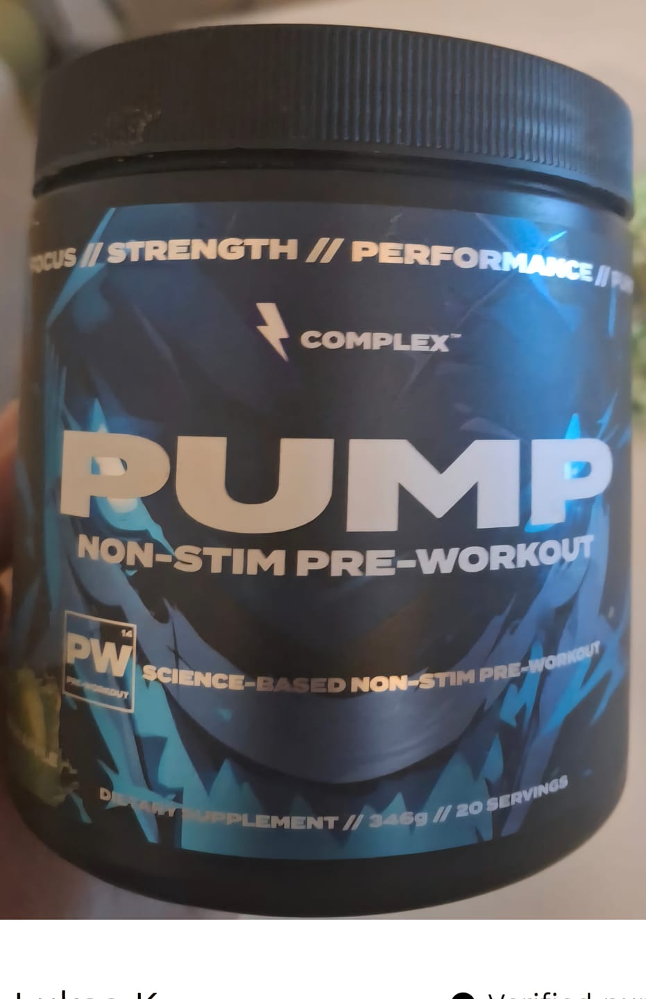 Customer photo review of Pump Non-Stim Pre-workout