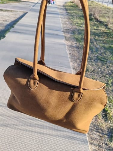 Customer photo review of Joan Vegan Suede Bag