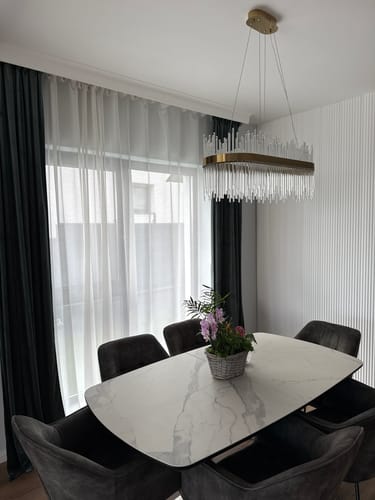 Customer photo review of Lustra LED Suspendata CROWN Gold Cristal 80x30cm Echivalent 600W