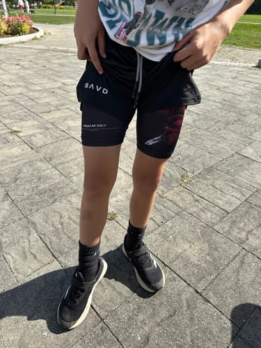 Customer photo review of Psalm 28:7 'Shield of Strength' Youth Performance Shorts