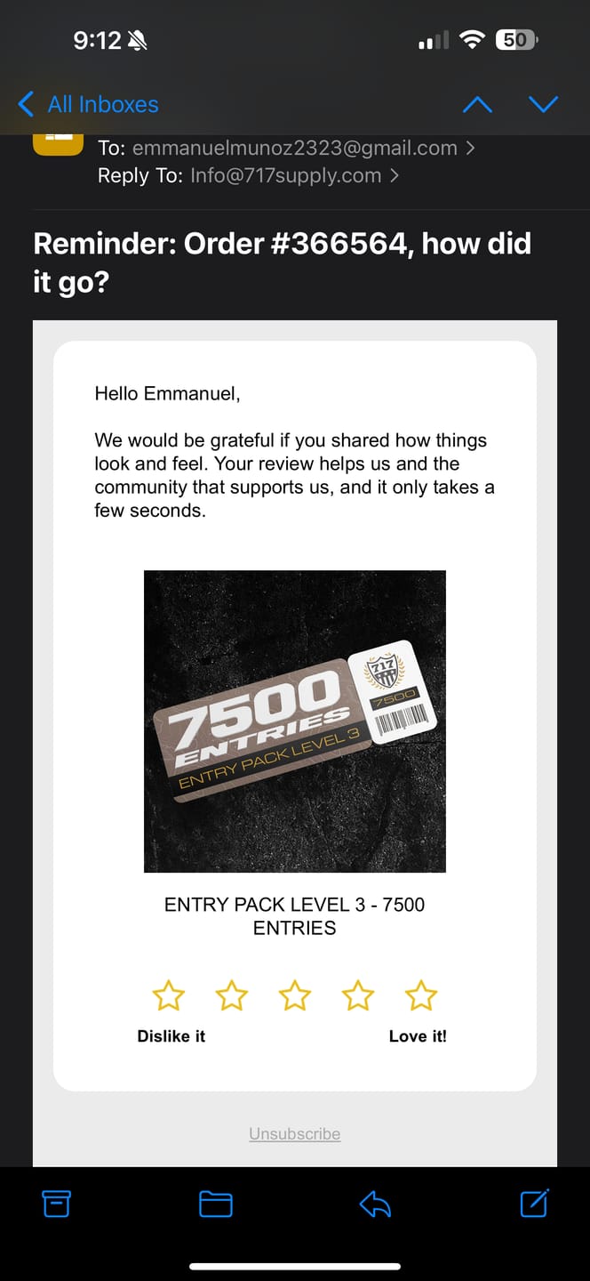 Customer photo review of ENTRY PACK LEVEL 3 - 7500 ENTRIES