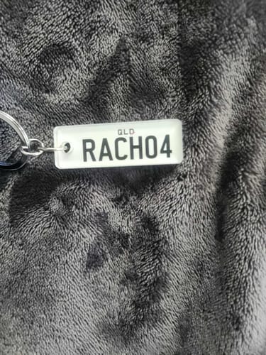 Customer photo review of QLD Prestige Licence Plate Custom Keychain