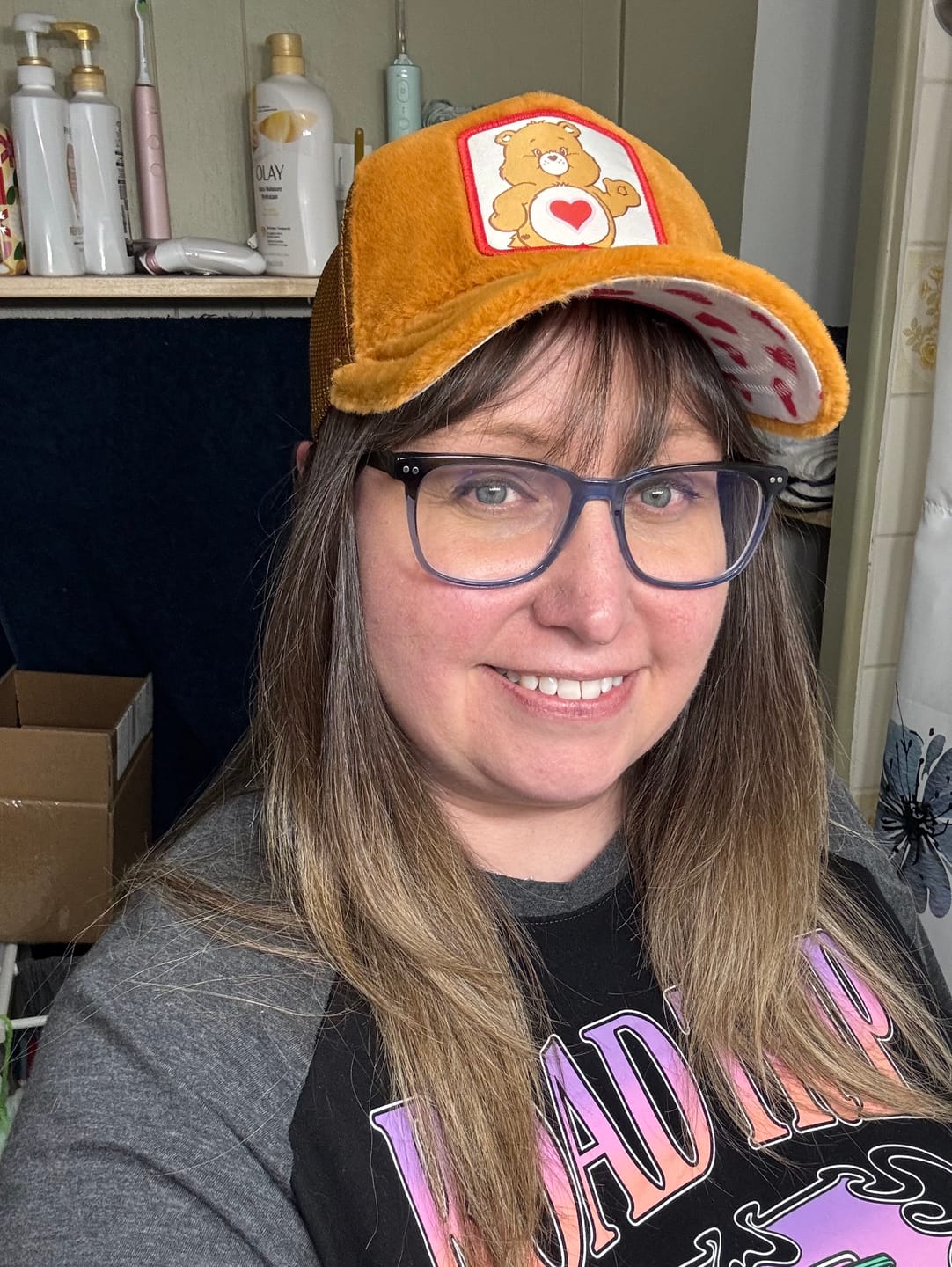 Customer photo review of OVERLORD X Care Bears:  Tender Heart Bear Trucker Cap