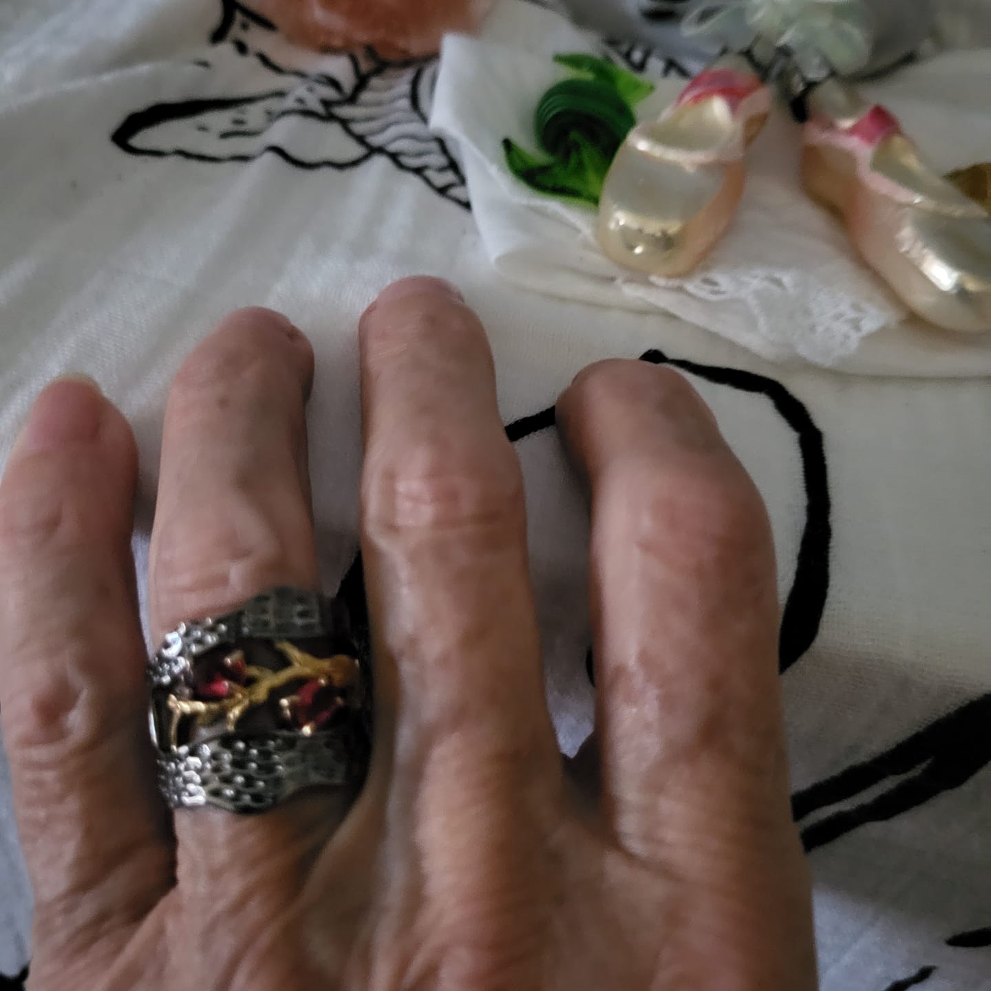 Customer photo review of Retro Red Garnet Ring