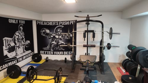 Customer photo review of Spartan Warrior Gym Banner – With Your Shield or On It 11452