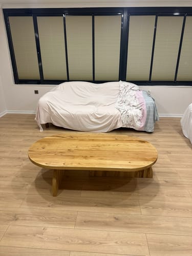 Customer photo review of Ahşap Orta Sehpa - Japandi Stili Kestane Bohem Sehpa