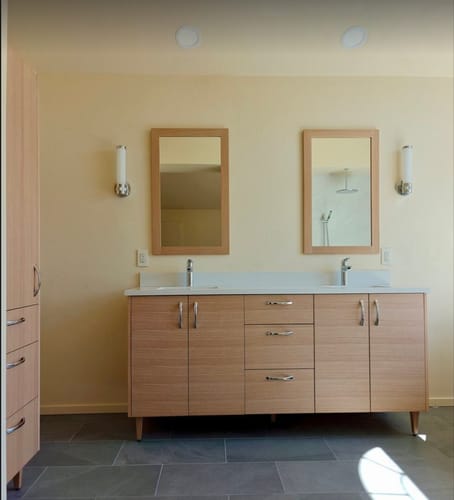 Customer photo review of Ashbury Natural White Oak Linen Cabinet