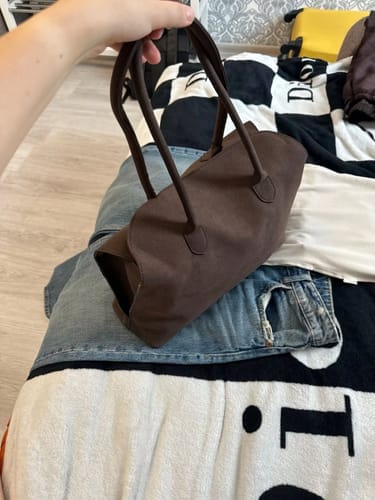 Customer photo review of Joan Vegan Suede Bag